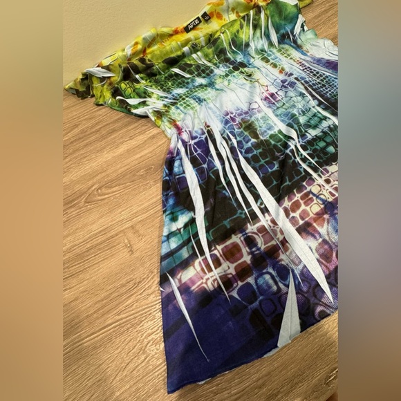 Apt. 9 Green, Blue, and Purple Short Sleeve V-Neck Top Size L - Picture 8 of 16